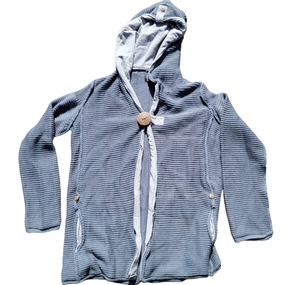 Womens Pure Handknit Hoodie cardigan Sweater Size M / L Medium / Large
